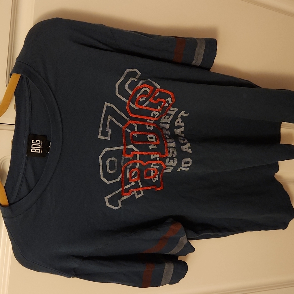 BDG Navy and Red Graphic Short Sleeve Tee